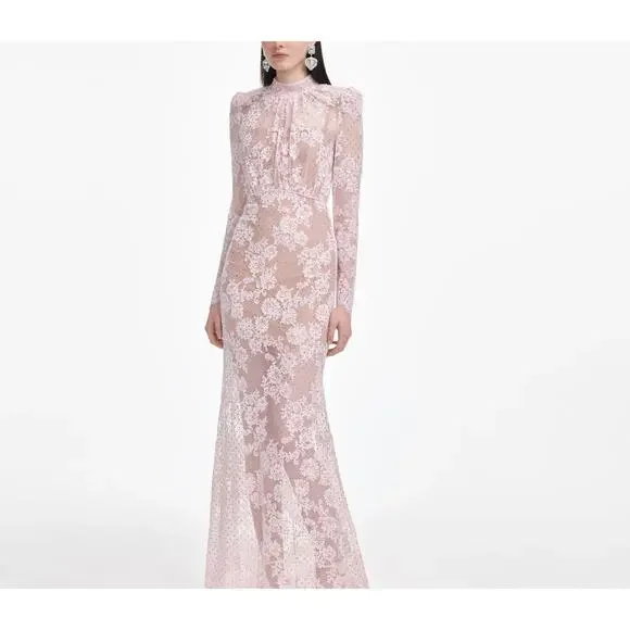 nude lace long dress Ruby Elegance 2-Pc Full Lace Maxi Dress XS / Black main image 0